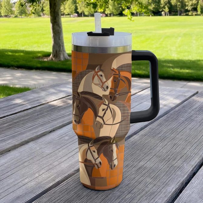 Equestrian Elegance Custom Stanley Quencher 40Oz Stainless Steel Tumbler With Handle - Image 4