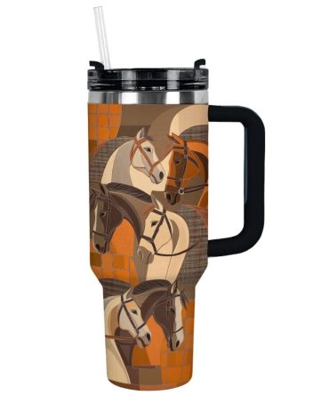 Equestrian Elegance Custom Stanley Quencher 40Oz Stainless Steel Tumbler With Handle