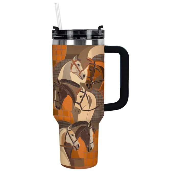 Equestrian Elegance Custom Stanley Quencher 40Oz Stainless Steel Tumbler With Handle