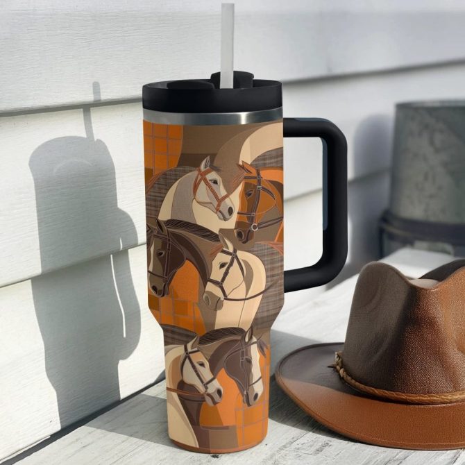 Equestrian Elegance Custom Stanley Quencher 40Oz Stainless Steel Tumbler With Handle - Image 2