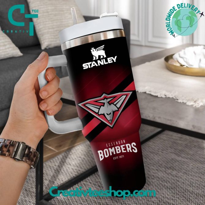 Essendon Bombers Afl Custom Stanley Quencher 40Oz Stainless Steel Tumbler With Handle