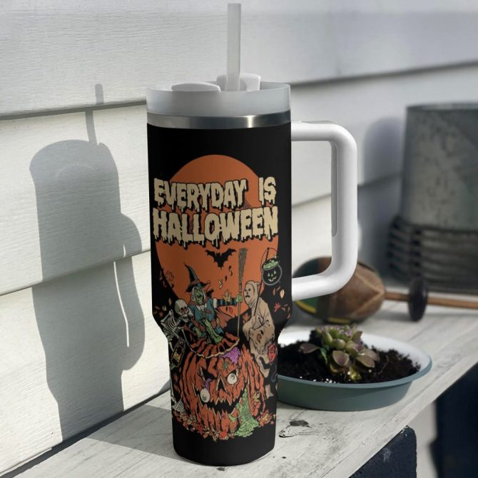 Everyday Is Halloween Custom Stanley Quencher 40Oz Stainless Steel Tumbler With Handle - Image 3