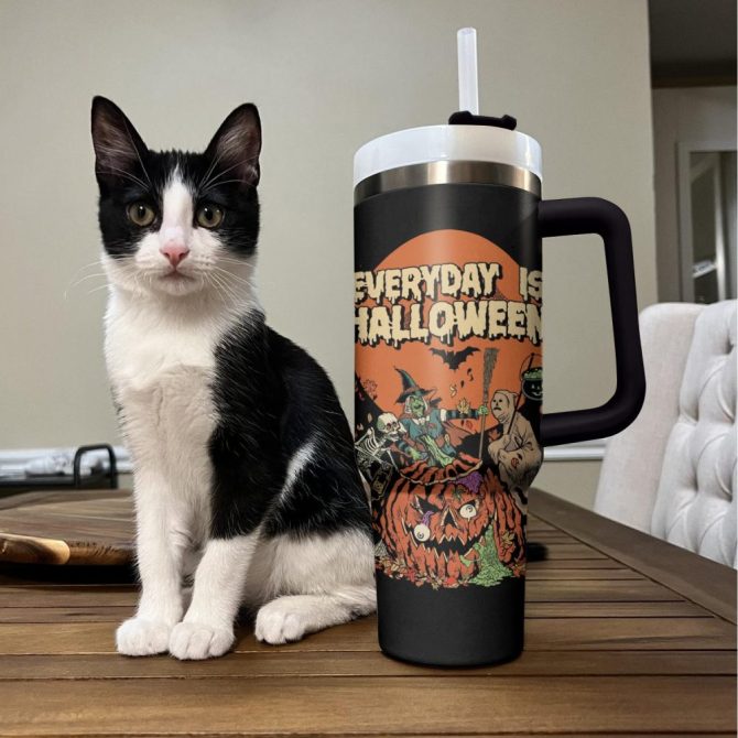 Everyday Is Halloween Custom Stanley Quencher 40Oz Stainless Steel Tumbler With Handle - Image 2