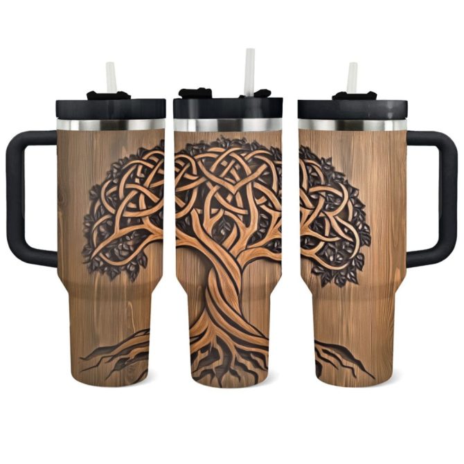 Exquisite Tree Of Life Custom Stanley Quencher 40Oz Stainless Steel Tumbler With Handle