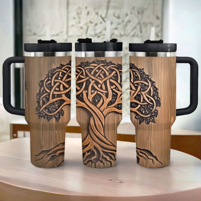 Exquisite Tree Of Life Custom Stanley Quencher 40Oz Stainless Steel Tumbler With Handle - Image 2