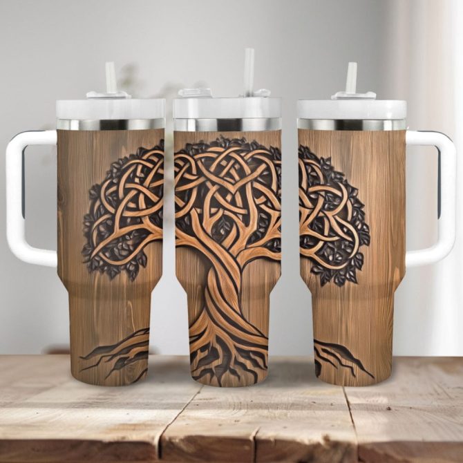 Exquisite Tree Of Life Custom Stanley Quencher 40Oz Stainless Steel Tumbler With Handle - Image 4