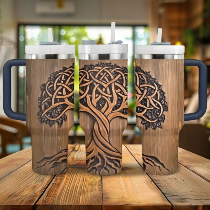 Exquisite Tree Of Life Custom Stanley Quencher 40Oz Stainless Steel Tumbler With Handle - Image 3