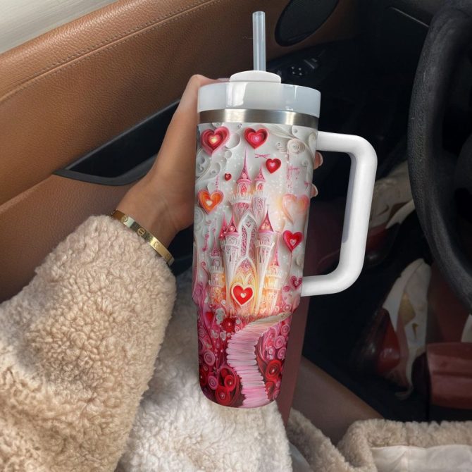 Fairytale Castle Custom Stanley Quencher 40Oz Stainless Steel Tumbler With Handle - Image 2