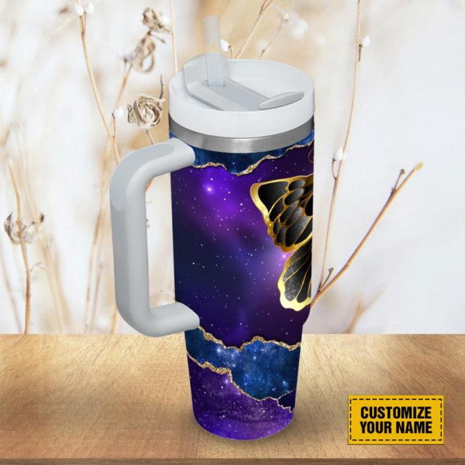Faith Cross Butterfly Custom Stanley Quencher 40Oz Stainless Steel Tumbler With Handle - Image 5