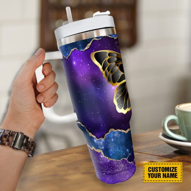 Faith Cross Butterfly Custom Stanley Quencher 40Oz Stainless Steel Tumbler With Handle - Image 4