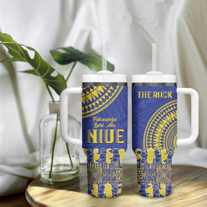 Fakaalofa Lahi Atu Niue Siapo With Puakenikeni Custom Stanley Quencher 40Oz Stainless Steel Tumbler With Handle - Image 9