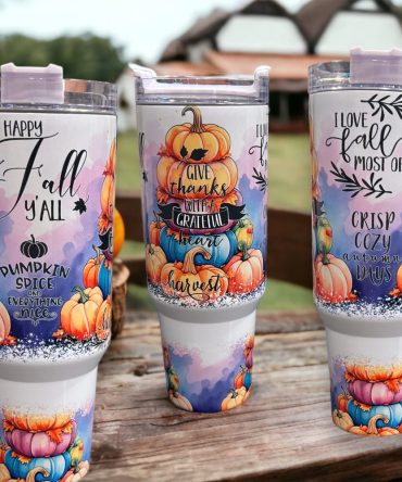 Fall Halloween Pumpkins Custom Stanley Quencher 40Oz Stainless Steel Tumbler