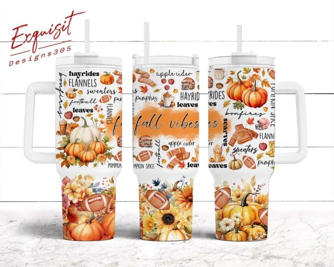 Fall Vibes Halloween Custom Stanley Quencher 40Oz Stainless Steel Tumbler - Image 2