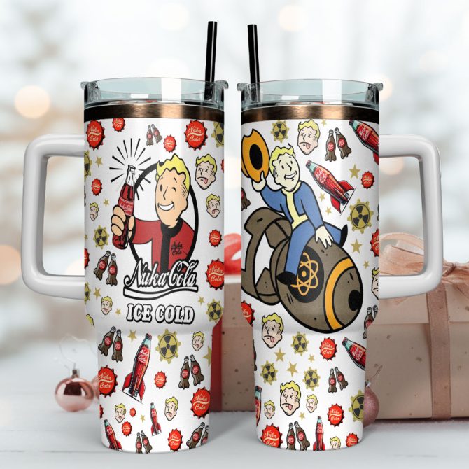 Fallout Nuka Cola Games Custom Stanley Quencher 40Oz Stainless Steel Tumbler With Handle - Image 4