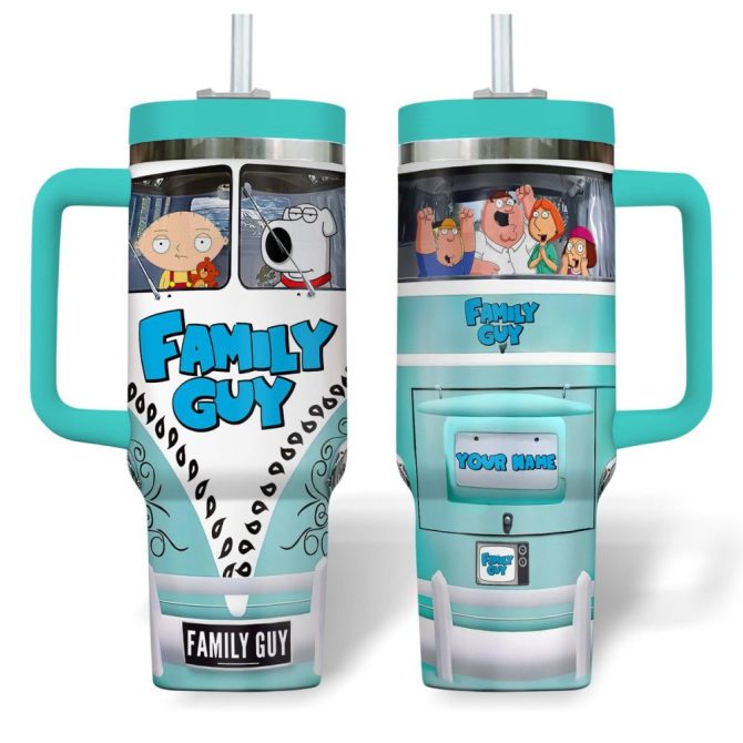 Family Guy Cartoon Custom Stanley Quencher 40Oz Stainless Steel Tumbler