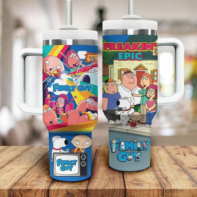 Family Guy Cartoon Custom Stanley Quencher 40Oz Stainless Steel Tumbler - Image 2