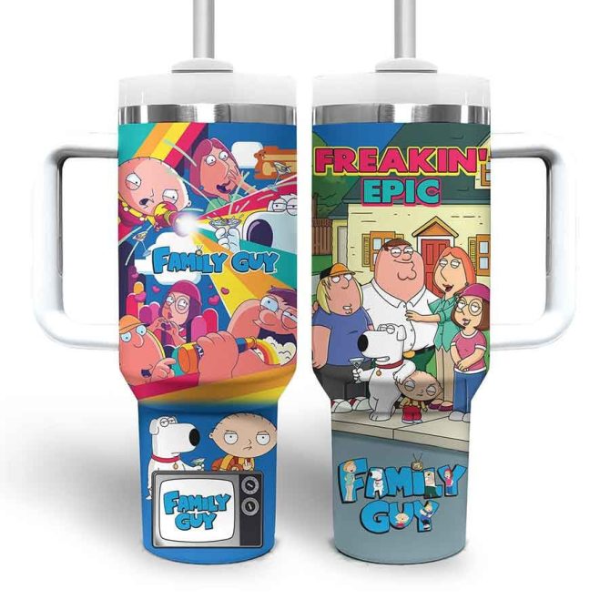Family Guy Cartoon Custom Stanley Quencher 40Oz Stainless Steel Tumbler - Image 3