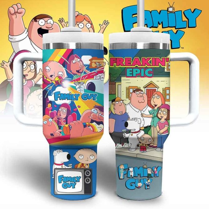 Family Guy Cartoon Custom Stanley Quencher 40Oz Stainless Steel Tumbler