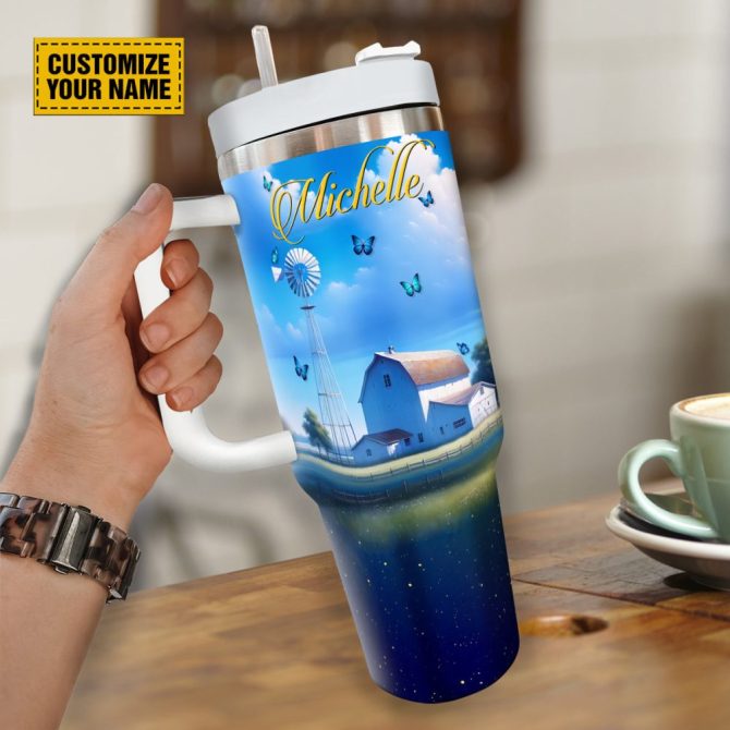 Farmhouse Art Faith Custom Stanley Quencher 40Oz Stainless Steel Tumbler With Handle - Image 4