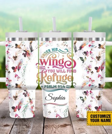 Feather Pattern Faith Custom Stanley Quencher 40Oz Stainless Steel Tumbler With Handle
