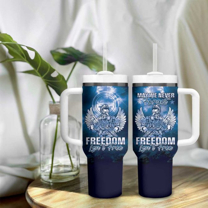 Federated States Of Micronesia Veterans Day May We Never Forget Freedom Isn #8217;T Free Custom Stanley Quencher 40Oz Stainless Steel Tumbler With Handle - Image 9