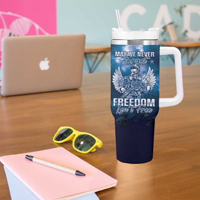 Federated States Of Micronesia Veterans Day May We Never Forget Freedom Isn #8217;T Free Custom Stanley Quencher 40Oz Stainless Steel Tumbler With Handle - Image 5