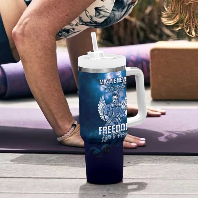 Federated States Of Micronesia Veterans Day May We Never Forget Freedom Isn #8217;T Free Custom Stanley Quencher 40Oz Stainless Steel Tumbler With Handle - Image 6