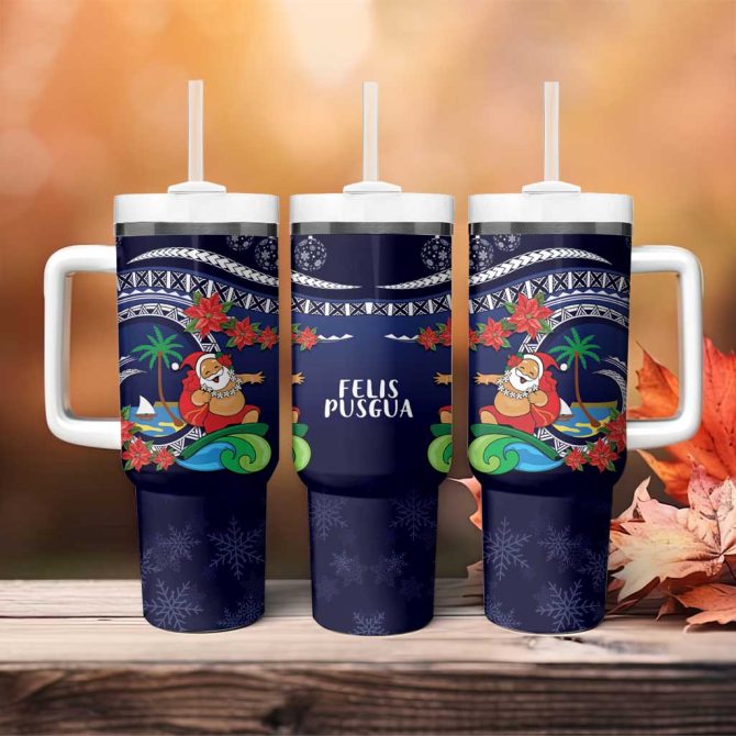 Felis Pusgua Guam Santa Merry Christmas With Polynesian Tribal Custom Stanley Quencher 40Oz Stainless Steel Tumbler With Handle - Image 4