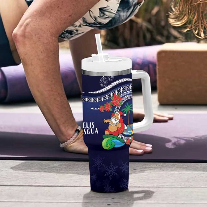 Felis Pusgua Guam Santa Merry Christmas With Polynesian Tribal Custom Stanley Quencher 40Oz Stainless Steel Tumbler With Handle - Image 6