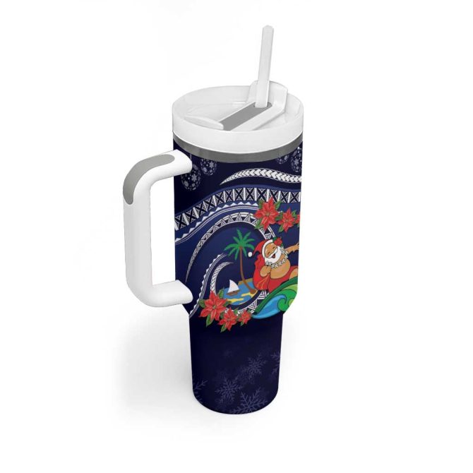 Felis Pusgua Guam Santa Merry Christmas With Polynesian Tribal Custom Stanley Quencher 40Oz Stainless Steel Tumbler With Handle - Image 2
