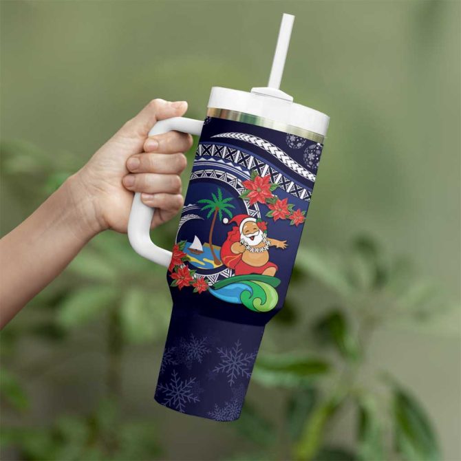 Felis Pusgua Guam Santa Merry Christmas With Polynesian Tribal Custom Stanley Quencher 40Oz Stainless Steel Tumbler With Handle - Image 3