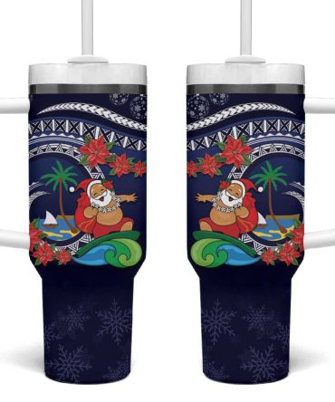 Felis Pusgua Guam Santa Merry Christmas With Polynesian Tribal Custom Stanley Quencher 40Oz Stainless Steel Tumbler With Handle