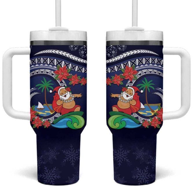 Felis Pusgua Guam Santa Merry Christmas With Polynesian Tribal Custom Stanley Quencher 40Oz Stainless Steel Tumbler With Handle