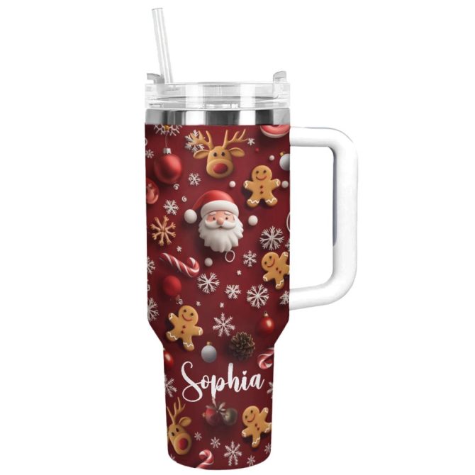 Festive Spirit Christmas Custom Stanley Quencher 40Oz Stainless Steel Tumbler With Handle - Image 3