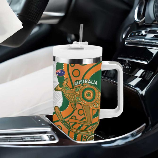 Fiji And Australia Rugby Fijian Palm Tree Mix Aussie Kangaroo Custom Stanley Quencher 40Oz Stainless Steel Tumbler With Handle - Image 8