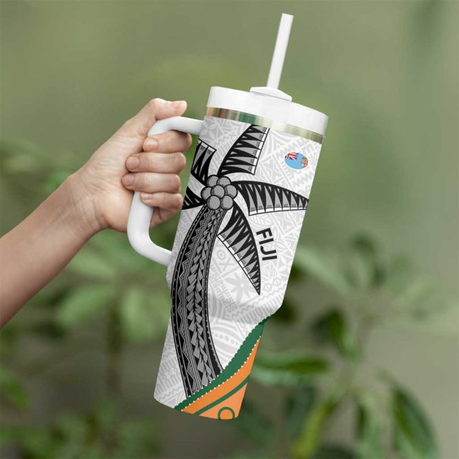 Fiji And Australia Rugby Fijian Palm Tree Mix Aussie Kangaroo Custom Stanley Quencher 40Oz Stainless Steel Tumbler With Handle - Image 3