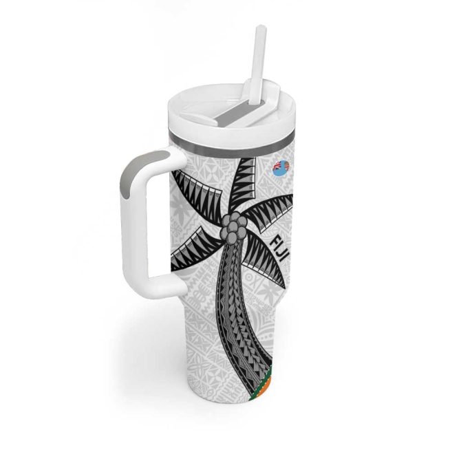 Fiji And Australia Rugby Fijian Palm Tree Mix Aussie Kangaroo Custom Stanley Quencher 40Oz Stainless Steel Tumbler With Handle - Image 2