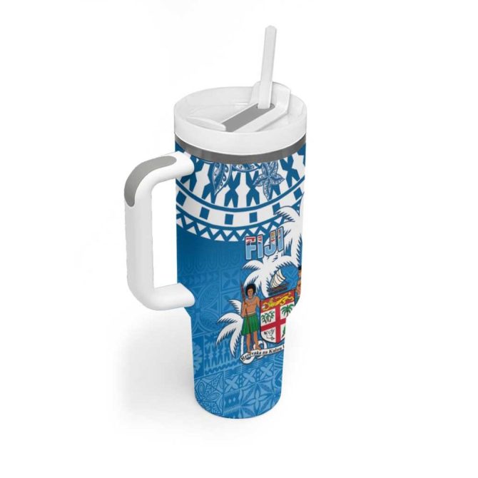Fiji Bula Fijian Tapa Custom Stanley Quencher 40Oz Stainless Steel Tumbler With Handle - Image 2