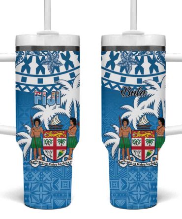 Fiji Bula Fijian Tapa Custom Stanley Quencher 40Oz Stainless Steel Tumbler With Handle