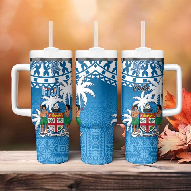 Fiji Bula Fijian Tapa Custom Stanley Quencher 40Oz Stainless Steel Tumbler With Handle - Image 4