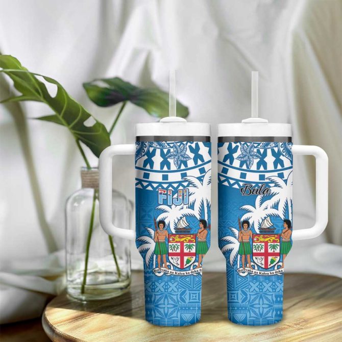 Fiji Bula Fijian Tapa Custom Stanley Quencher 40Oz Stainless Steel Tumbler With Handle - Image 9