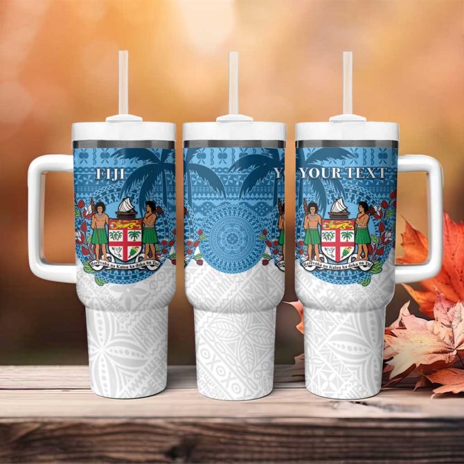 Fiji Coat Of Arms Tagimoucia With Fijian Tapa Custom Stanley Quencher 40Oz Stainless Steel Tumbler With Handle - Image 4