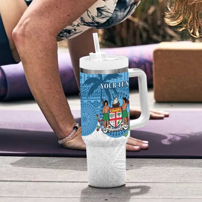 Fiji Coat Of Arms Tagimoucia With Fijian Tapa Custom Stanley Quencher 40Oz Stainless Steel Tumbler With Handle - Image 6