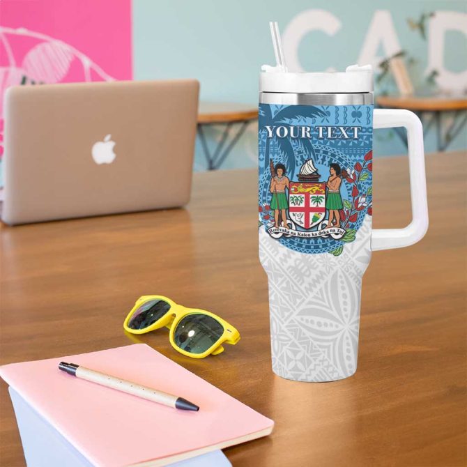 Fiji Coat Of Arms Tagimoucia With Fijian Tapa Custom Stanley Quencher 40Oz Stainless Steel Tumbler With Handle - Image 5