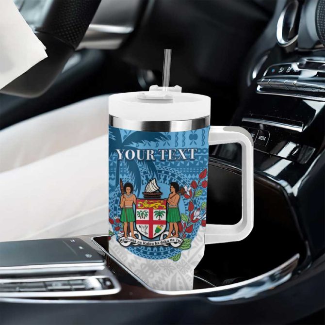 Fiji Coat Of Arms Tagimoucia With Fijian Tapa Custom Stanley Quencher 40Oz Stainless Steel Tumbler With Handle - Image 8