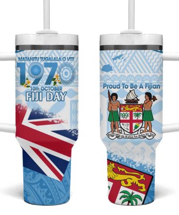 Fiji Day 1970 Proud To Be A Fijian Tapa Custom Stanley Quencher 40Oz Stainless Steel Tumbler With Handle