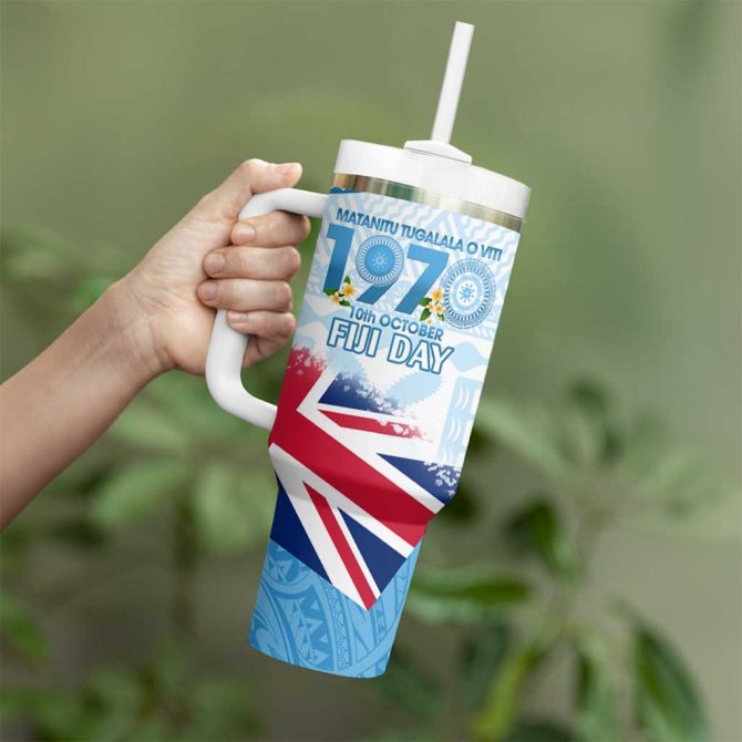 Fiji Day 1970 Proud To Be A Fijian Tapa Custom Stanley Quencher 40Oz Stainless Steel Tumbler With Handle - Image 3