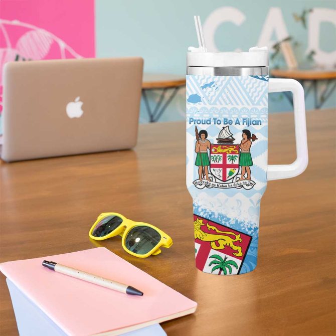 Fiji Day 1970 Proud To Be A Fijian Tapa Custom Stanley Quencher 40Oz Stainless Steel Tumbler With Handle - Image 5