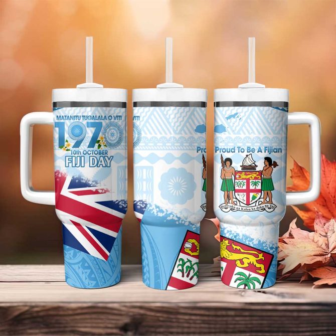 Fiji Day 1970 Proud To Be A Fijian Tapa Custom Stanley Quencher 40Oz Stainless Steel Tumbler With Handle - Image 4