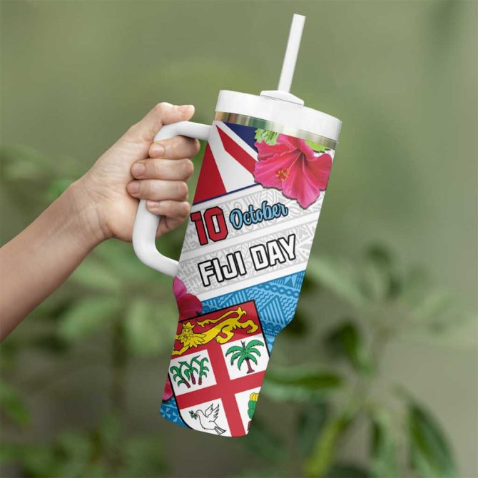 Fiji Day Fijian Hibiscus Special Custom Stanley Quencher 40Oz Stainless Steel Tumbler With Handle - Image 3
